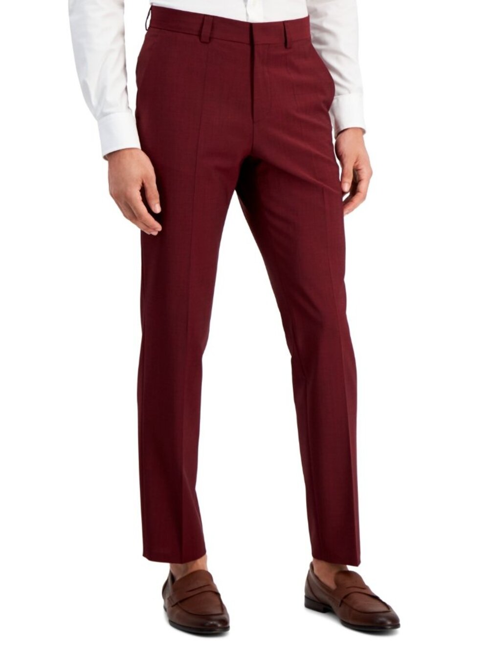 Hugo Boss Men's Dress Pant Modern Fit Virgin Wool Blend Dark Red 34x31